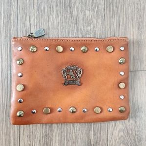 Pratesi Firenze Cognac Genuine Italian Leather Studded Belt Bag